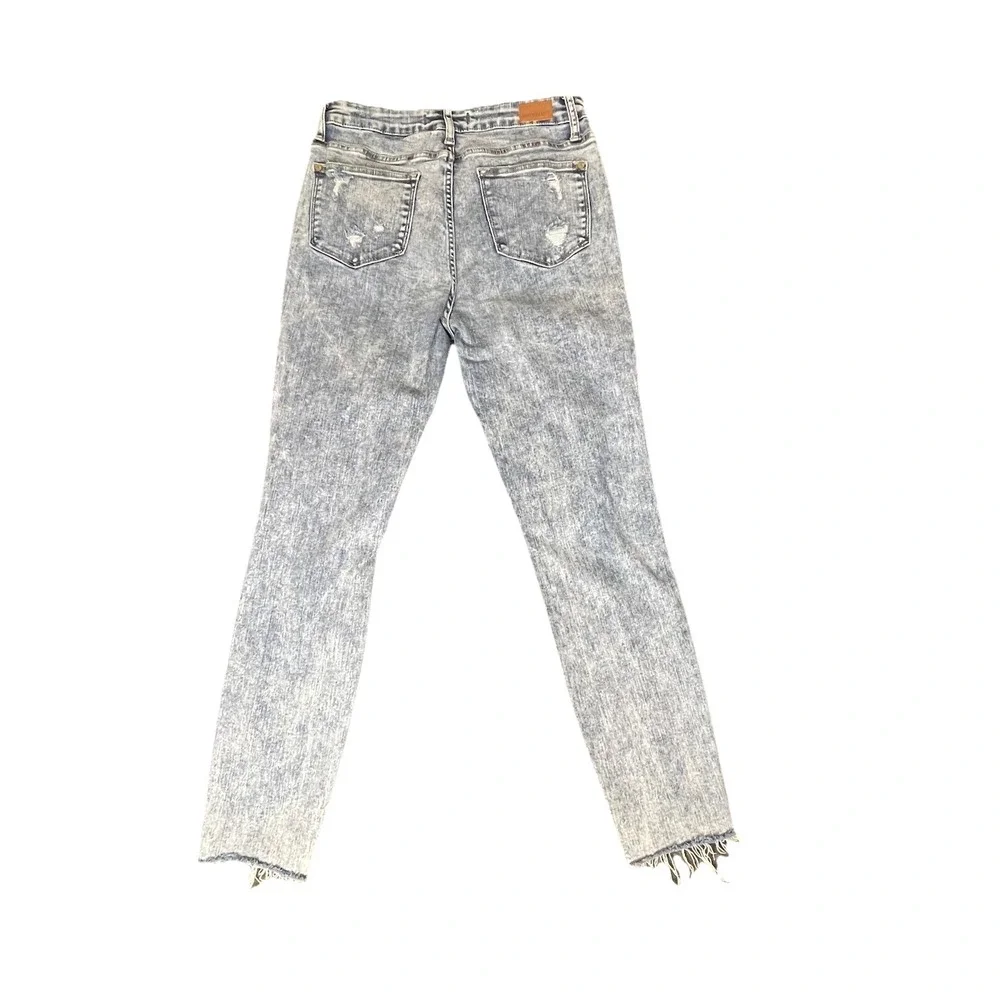 Judy Blue Skinny Fit Jeans Women's Sz 9/29 Acid Wash Distressed Raw Hem Denim‎